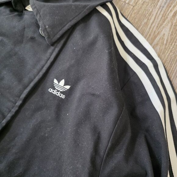 Adidas Originals Twill Trench Coat Black White Three Stripes Women's Small Belt - Picture 4 of 13